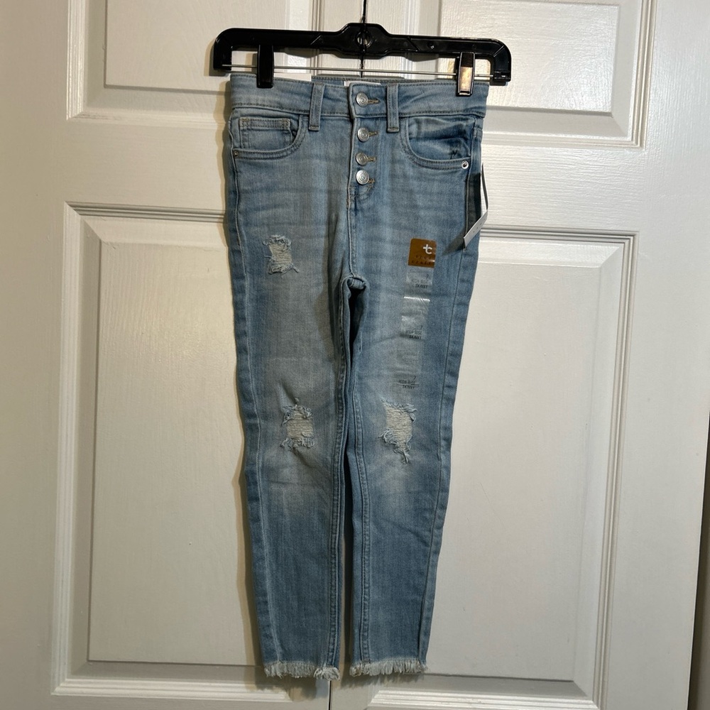 NWT True Craft High Rise Skinny Girls Jeans Size 7 Light Wash Libby Distressed